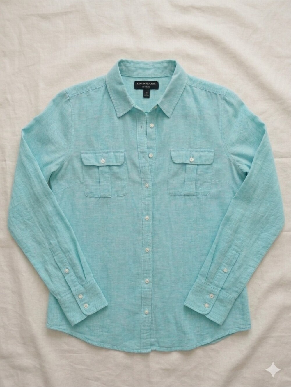 BANANA REPUBLIC Mint Linen-Cotton Soft Wash Shirt | Size Medium